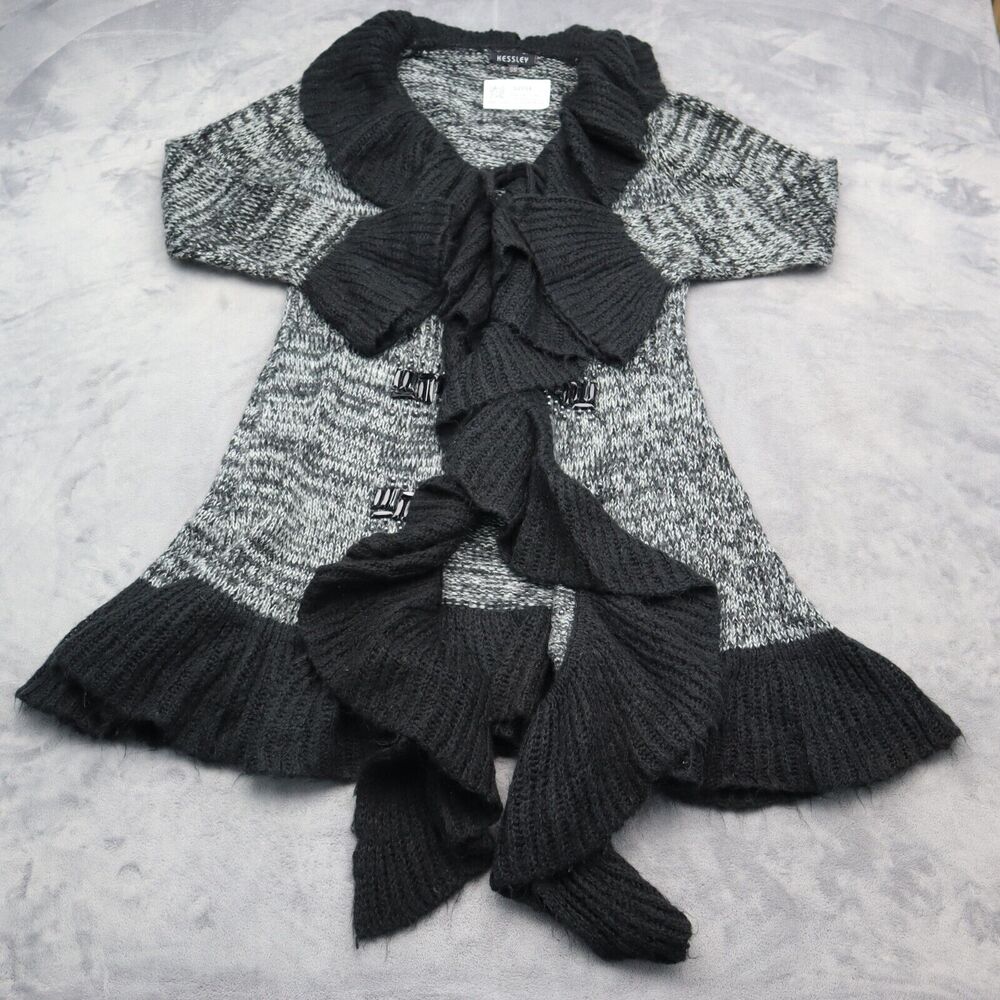 Kessler Sweater Dress Women S/M Gray Black Ruffle Boho